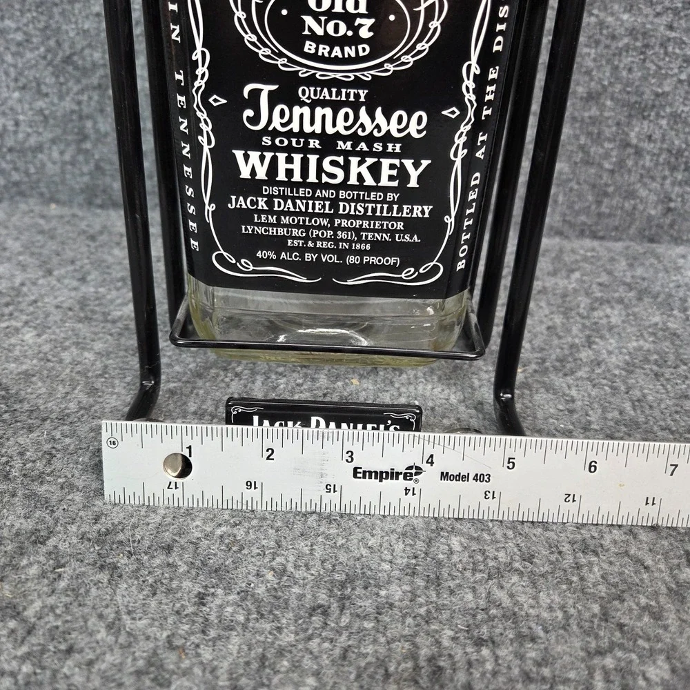 Jack Daniels Whiskey 1.75 Litre Bottle in Swing Metal Cradle Pour Holder Mancave